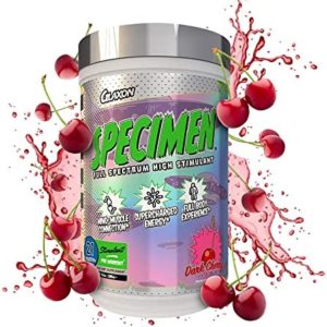 Glaxon Specimen High Stimulant Pre Workout Powder, Preworkout with 300mg Caffeine and 3200mg Beta Alanine Per Serving for Workout-Dominating Energy, Focus, and Pump (Dark Cherry)