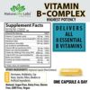 Vitamin B Complex with Vitamin C and Folic Acid - B12, B1, B2, B3, Vitamin B5 Pantothenic Acid, B6, B7, B9 - Nervous System Support & Supports Energy Metabolism Non-GMO- 100 Veggie Capsules - Image 3