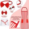 Haysandy 3 Pieces Christmas Adult Waiter Costume Kit Car Costume Red and White Striped Apron Adjustable Bib Aprons with 2 Pockets Soda Jerk Chef Hat Adjustable Red Bow Ties for Christmas Xmas Party() - Image 2
