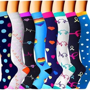 CHARMKING Compression Socks for Women & Men Circulation (8 Pairs)15-20 mmHg is Best Support for Athletic Running,Cycling