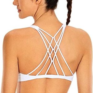 CRZ YOGA Women's Strappy Sports Bra - Criss Cross Back Padded Low Impact Sexy Cute Workout Yoga Bra