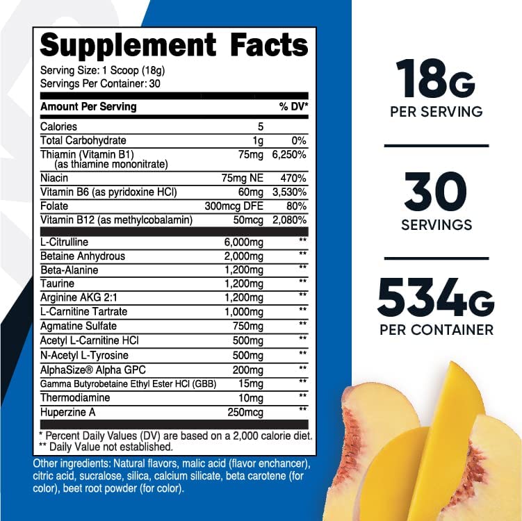 Nutricost Stim-Free Pre-Workout, 30 Servings (Peach Mango) - Caffeine Free, Stimulant Free, Non-GMO, Gluten Free - Image 2