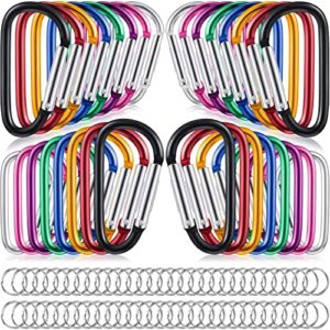 Mini Carabiners Clips 88 Pcs 1.8 Inch Key Clip Aluminum D Ring Metal Carabiners Keychain D Shape Spring Loaded Gate Hook with Key Rings for Home Camping Traveling Backpack Hiking