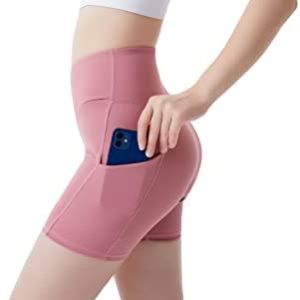 Women's Running Athletic Shorts, Cross Waist Workout Shorts Yoga Shorts with 2 Pockets Workout Active Biker Shorts