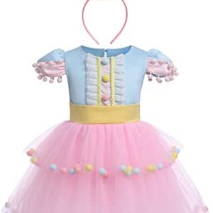 AWIBMK Girls Carnival Costume Halloween Party Cosplay Outfits Kids Circus Birthday Princess Tutu Dress with Headband 2PSC