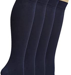 Hugh Ugoli Women's Bamboo Knee High Socks | Comfort Seam Long Dress Socks, Soft & Lightweight | Shoe Size 5-8/8-11, 4 Pairs