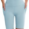 APEXUP Workout Shorts, 8" Biker Shorts Women High Waist, Spandex Yoga Shorts with Side & Inner Pockets - Image 4