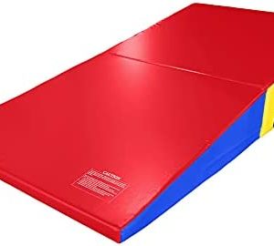 IncStores Gymnastics Wedge Mat | Foldable Vinyl-Covered Foam Gymnastics Cheese Mat for Learning Rolls, Handsprings and Many Other Acrobatic Stunts