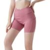 Women's Running Athletic Shorts, Cross Waist Workout Shorts Yoga Shorts with 2 Pockets Workout Active Biker Shorts - Image 3