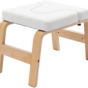 GOOLON Yoga Inversion Stool Handstand Fitness Stool Bench Professional Core Strength Training Stool Wood Frame for Home Gym, White