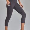 Oalka Women's Yoga Capris Running Pants Workout Leggings - Image 4