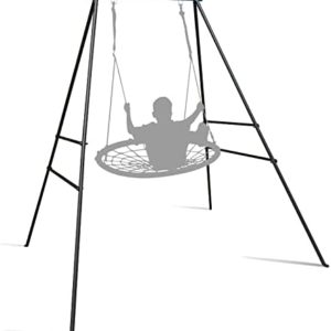 Swing Frame Outdoor Heavy Duty, 440 LBS Metal Porch Swing Stand for Kids and Adults, 73" Height Metal A-Frame Saucer Swing Stand for Backyard, Black