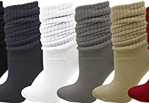 6 Pairs Slouch Socks for Women, Soft Extra Long Scrunch Knee High Sock, Bulk Pack