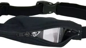 SPIbelt Diabetic Running Belt for Adults, Adjustable Waist, No Bounce, Expandable and Discreet Insulin Pump Pocket, Black with Black Zipper