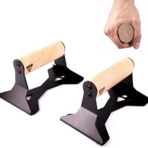 PULLUP & DIP Wooden Push Up Bars With Ergonomical Handle And Heavy-Duty Steel – Anti-Slip Push-Up Handles, Handstand Bars For Calisthenics and Fitness