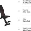 Adjustable Bench By Core Home Fitness, Foldable Weight Bench, Incline/Decline/Flat Bench, 7 Back Adjustments, Adjustable Seat, Black/Red (51MAB) - Image 7