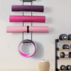 5-Tiers Yoga Mat Holder Wall Mount, Metal Storage Rack for Yoga Mat/Wheels, Foam Roller and Block etcs, Wall Rack Organizer with 3-Hooks for Hanging Stretching Strap & Resistance Bands, Yoga Room/Home Gym Decor - Image 6