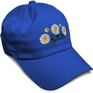 Soft Baseball Cap Daisy Chain Embroidery Flowers and Plants Daisy Twill Cotton Dad Hats for Men & Women
