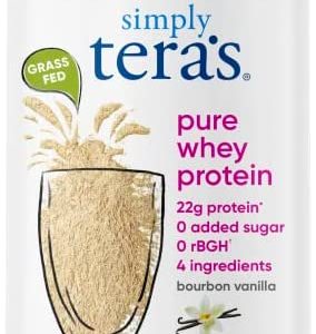 Simply tera's Pure whey Protein Powder, Family Size Bourbon Vanilla Flavor (Package May Vary)