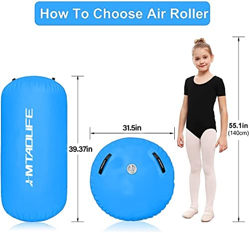 Hmtaolife Inflatable Gymnastic Training Mat Air Tumbling Track Mats Yoga Barrel Air Roller for/Home/Backyard/Water/Cheerleading,10ft Length,3.3ft Width,0.33ft Thickness,with Electric Air Pump - Image 4