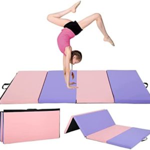 BLKMTY Gymnastics Mats 4'x6'x2" Tumbling Mat Folding Gym Mats for Home Gymnastics Panel Mats for Yoga Lightweight Tumbling Mat Kids Exercise Mat Aerobics Stretching Wrestling Mats