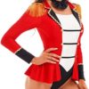 TiaoBug Women's Circus Ringmaster Halloween Cosplay Costume Showman Long Sleeve Jumpsuit with Bow Tie - Image 3