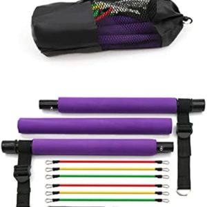 ADSRB Yoga Pilates Bar Stick with Resistance Band Home Gym Muscle Toning Bar Fitness Stretching Sports Body Workout Exercise