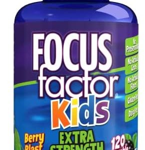 Focus Factor Kids Extra Strength Daily Chewable for Brain Health Support, 120 Count – Vitamins - Quality Formula – Gluten & Dairy Free Supplements for Children – No Artificial Sweetener