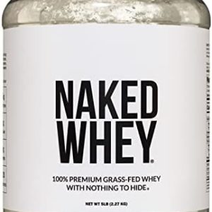 Naked WHEY 5LB 100% Grass Fed Unflavored Whey Protein Powder - US Farms, Only 1 Ingredient, Undenatured - No GMO, Soy or Gluten - No Preservatives - Promote Muscle Growth and Recovery - 76 Servings
