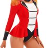 TiaoBug Women's Circus Ringmaster Halloween Cosplay Costume Showman Long Sleeve Jumpsuit with Bow Tie - Image 4