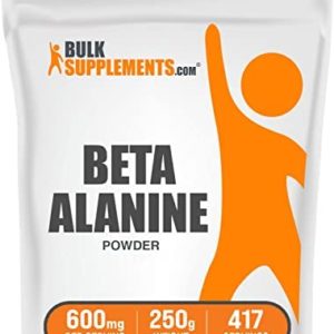 BULKSUPPLEMENTS.COM Beta Alanine Powder - Beta Alanine 600mg - Beta Alanine Supplement - Beta Alanine Pre Workout - Beta Alanine BCAA - 600mg per Serving (250 Grams - 8.8 oz)