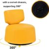 HoRunzelin 29" Wide Modern PU Leather Swivel Barrel Chair,Comfortable Round Accent Sofa Chair,Lounge Chair for Office Leisure Area,Clubs,Living Room,Bedroom,Yellow - Image 4
