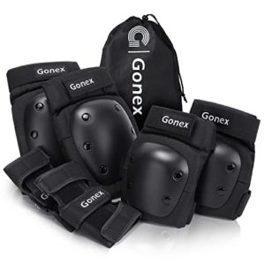 Gonex Skateboard Skate Pads, Elbow Pads Knee Pads with Wrist Guards 3 in 1 Protective Gear Set for Adult Youth Kids in Skateboarding Skating Roller Skating Scooter Cycling Biking Bicycle, Black M