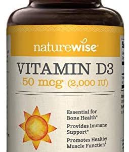 NatureWise Vitamin D3 2000iu (50 mcg) Healthy Muscle Function, and Immune Support, Non-GMO, Gluten Free in Cold-Pressed Olive Oil, Packaging Vary ( Mini Softgel), 360 Count(Pack of 1)