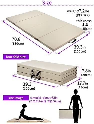 KaRaDaStyle Gymnastics Mat Folding Stretch Mats 71"x39"x2" Exercise Muscle Training Children Play Horizontal Bar Mat Yoga Sports Soundproof Home Use - Image 6