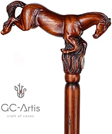 GC-Artis Horse Wood Carved Walking Stick Handle Wooden Walking Cane for Men Women Gentleman 36” - Image 5