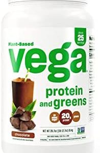 Vega Protein and Greens Vegan Protein Powder Chocolate (25 Servings) - 20g Plant Based Protein Plus Veggies, Vegan, Non GMO, Pea Protein for Women and Men, 1.8lb (Packaging May Vary)
