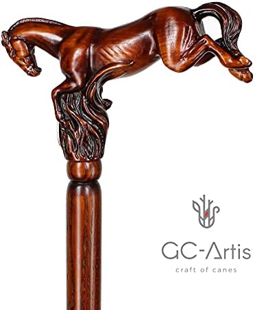 GC-Artis Horse Wood Carved Walking Stick Handle Wooden Walking Cane for Men Women Gentleman 36” - Image 7