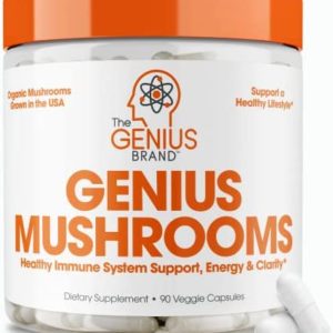 Genius Mushroom - Lions Mane, Cordyceps and Reishi - Immune System Booster & Nootropic Brain Supplement - for Natural Energy, Memory & Liver Support, 90 Veggie Pills