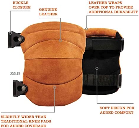 Ergodyne - 18232 Leather Knee Pads, Heavy Duty, ProFlex 230 Brown - Image 4