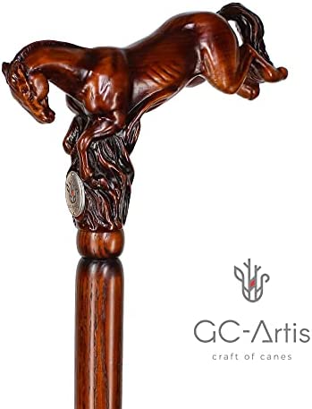 GC-Artis Horse Wood Carved Walking Stick Handle Wooden Walking Cane for Men Women Gentleman 36” - Image 8