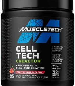 | MuscleTech Cell-Tech Creactor | Creatine HCl Formula | Muscle Builder for Men & Women | Creatine HCl + Free-Acid Creatine | Creatine Supplements | Fruit Punch Extreme, 120 Servings