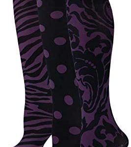 Sox Trot Women's 3 Pairs Knee High Trouser Socks, Classy and Colorful Printed Patterns, Silky Smooth Material