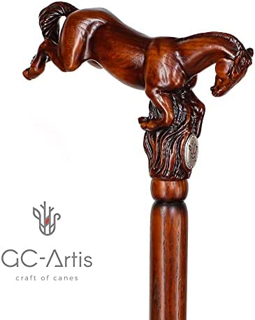 GC-Artis Horse Wood Carved Walking Stick Handle Wooden Walking Cane for Men Women Gentleman 36” - Image 4