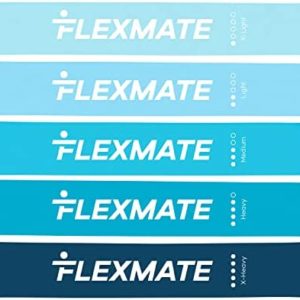 Loop Resistance Bands for Working Out by Flexmate- 5 Resistance Levels Pull Up Assistant Band Set- Latex Fitness Bands for Physical Therapy, Strength, Weightlifting, Crossfit- Workout Guide Included
