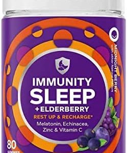Olly Immunity Sleep Gummy, Melatonin, Elderberry, Echinacea, Zinc and Vitamin C, Sleep Aid (80 Gummies)
