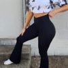 Sunzel Flare Leggings, Crossover Yoga Pants with Tummy Control, High Waisted and Wide Leg, No Front Seam - Image 6
