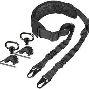 Sokiss 2PCS QD Sling Swivel Mount with 2 Point Sling 1.25" Push Button Quick Release Heavy Duty Sling Attachment Base for Picatinny/Weaver Mounting Base Rail