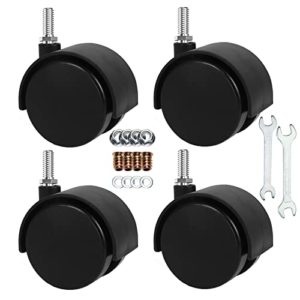 2" Stem Casters Replacement Casters Threaded Swivel Furniture Caster Wheels with Brakes 100Lbs (M6-1.0x15mm-Black-No Brake)