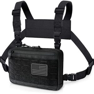 WYNEX Tactical Chest Rig Bag of Laser Cut Design, Molle Chest Pouch Utility Recon Kit Bag Tactical Combat Chest Pack Airsoft Front Chest Pouch Include Patch